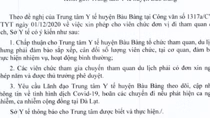 Sở Y tế duyệt cho Trung tâm Y tế huyện đi du lịch trong mùa dịch