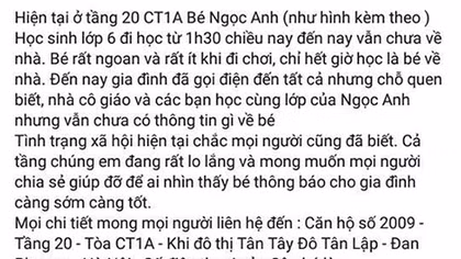 Bé gái 12 tuổi "mất tích" tại Hà Nội được tìm thấy tại bến xe Giáp Bát