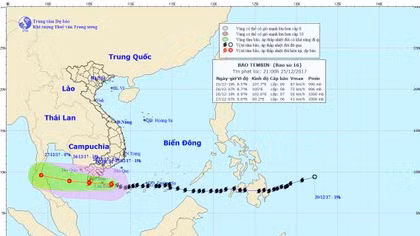 Bão số 16 suy yếu ngay trên biển 