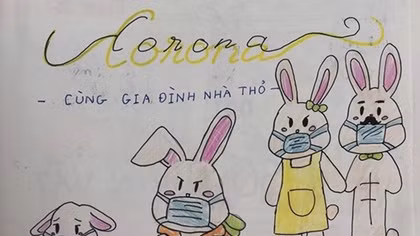 Bé gái vẽ truyện tranh “Phòng dịch Corona cùng gia đình nhà Thỏ”