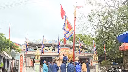 Người dân Lý Sơn dựng cây nêu đón Tết