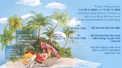 “Hóa đơn rảnh tay - Nhận ngay ưu đãi 2020” từ VietinBank