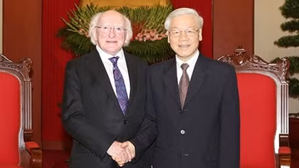 Tổng Bí thư Nguyễn Phú Trọng tiếp Tổng thống Ireland Michael D. Higgins