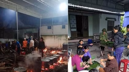 Bà con xứ Nghệ hối hả nấu bánh chưng gửi vào vùng lũ