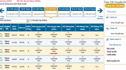 Hệ thống mua vé trực tuyến của Vietnam Airlines an toàn