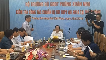 Kiểm tra công tác chuẩn bị kỳ thi THPT Quốc gia 2016 tại Hải Phòng