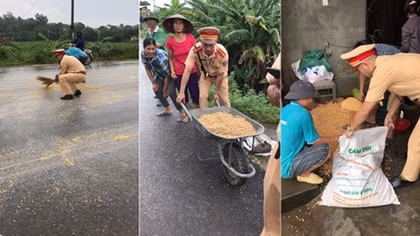 Ngô vãi ngập đường, CSGT giúp tài xế thu gom