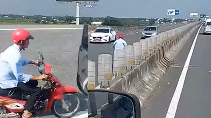 Truy tìm người đàn ông đi xe máy ngược chiều trên cao tốc