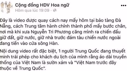 Truy tìm HDV du lịch Trung Quốc “xuyên tạc” áo dài truyền thống Việt