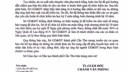 Chuyên viên Sở GD&ĐT "sơ suất", học sinh phải hoãn thi