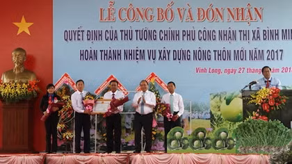 Thị xã Bình Minh được công nhận hoàn thành nhiệm vụ xây dựng nông thôn mới