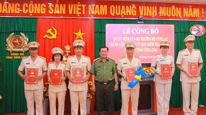 Thành lập Cơ quan Ủy ban Kiểm tra Đảng ủy Công an tỉnh Vĩnh Long