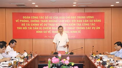 Đoàn công tác số 02 của Ban Chỉ đạo Trung ương về phòng, chống tham nhũng làm việc với Ban Cán sự Đảng Bộ Tài chính 