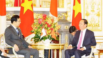 Chủ tịch nước Trần Đại Quang tiếp Chủ tịch Đảng cộng sản Nhật Bản Kazuo Shii