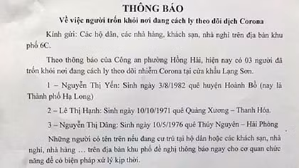 Tìm được tung tích người phụ nữ “bỏ trốn” khỏi khu vực cách ly