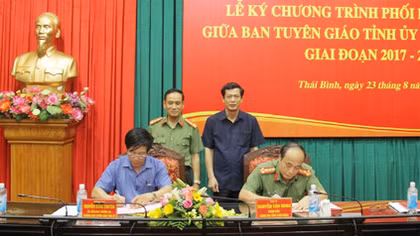 Công an Thái Bình và Ban Tuyên giáo Tỉnh ủy ký kết chương trình phối hợp công tác