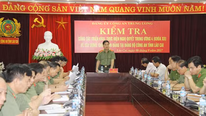 Đảng ủy Công an TƯ kiểm tra thực hiện NQ Trung ương 4 tại Công an tỉnh Lào Cai