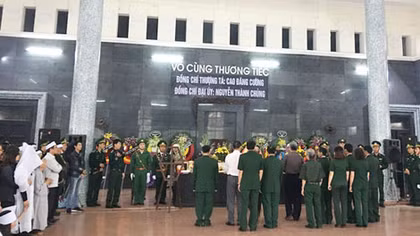 Truy điệu hai sĩ quan biên phòng hy sinh trong lúc làm nhiệm vụ phòng chống bão lụt