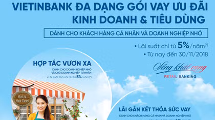 VietinBank ưu đãi lãi suất cho vay đối với khách hàng cá nhân và doanh nghiệp nhỏ