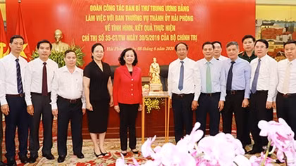 Đoàn công tác Ban Bí thư Trung ương làm việc với Hải Phòng