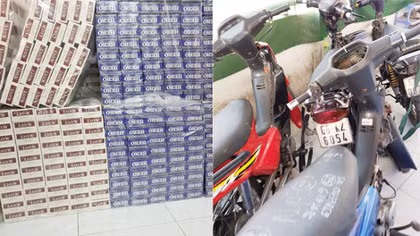 Gần 12.000 gói thuốc lá được chuyển lậu trong đêm bằng xe máy