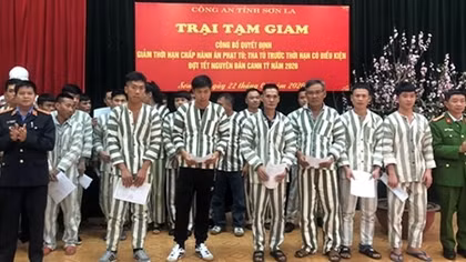 42 phạm nhân được giảm thời hạn chấp hành án phạt tù, tha tù có điều kiện