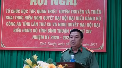  Công an Bình Thuận quán triệt Nghị quyết Đại hội đảng bộ các cấp