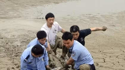 Cảnh sát cứu cụ ông lượm ve chai mắc kẹt trong đống bùn suốt 12h