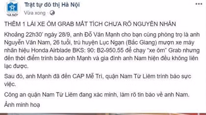 Sự thật về tin một tài xế công nghệ bị mất tích