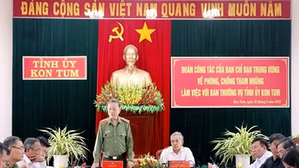 Bộ trưởng Tô Lâm làm việc với Ban Thường vụ Tỉnh uỷ Kon Tum