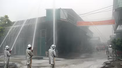 Diễn tập phòng cháy chữa cháy tại khu làng nghề