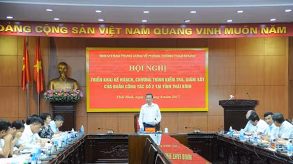 Đoàn công tác Trung ương kiểm tra phòng, chống tham nhũng tại Thái Bình