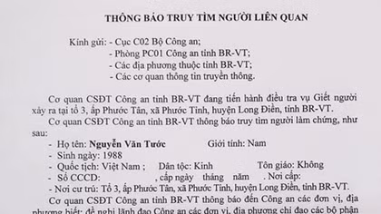 Thông báo truy tìm người liên quan