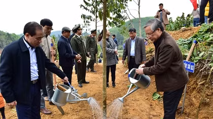 Đồng chí Trần Quốc Vượng dự lễ phát động Tết trồng cây tại Tuyên Quang