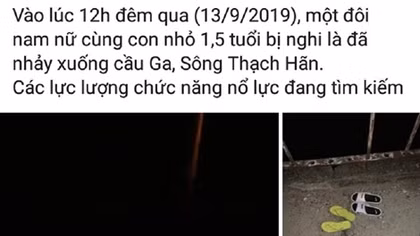 Điều tra thông tin vợ chồng trẻ nhảy sông Thạch Hãn tự vẫn