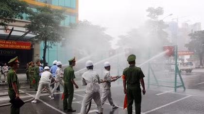 Chung kết Hội thi nghiệp vụ chữa cháy và cứu hộ tại các tòa chung cư cao tầng