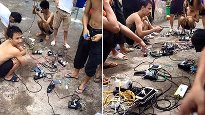 Cả làng “đoàn kết” cùng sạc điện thoại sau bão