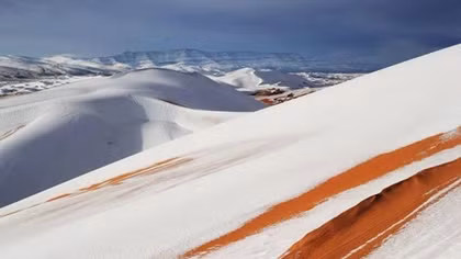 Ngỡ ngàng tuyết rơi trắng xóa sa mạc Sahara