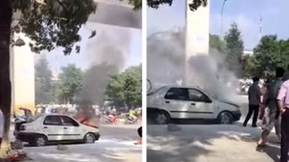 Xế hộp bốc hỏa trên đường Quang Trung