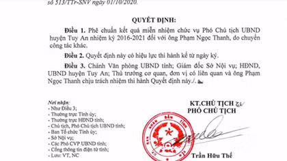Miễn nhiệm Phó Chủ tịch UBND huyện Tuy An khai gian trình độ đại học
