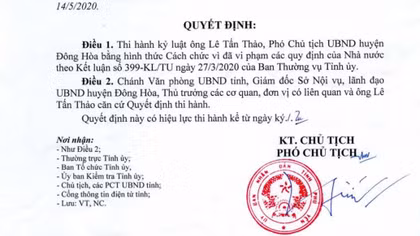 Vi phạm về quản lý đất đai, một Phó Chủ tịch huyện bị cách chức	