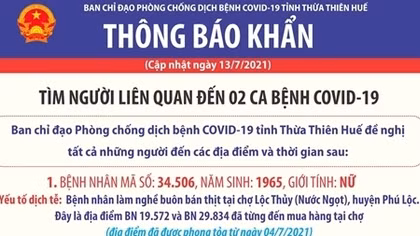 Huế thông báo khẩn tìm người liên quan đến 2 ca bệnh COVID-19
