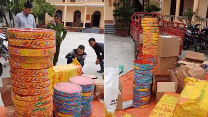 Xe ba gác vận chuyển gần 400kg pháo qua biên giới