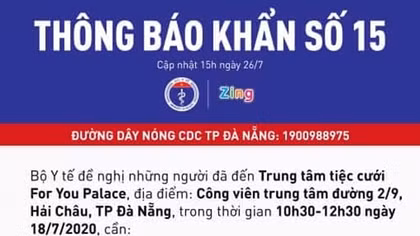 Khẩn tìm những người đến Trung tâm tiệc cưới ở Đà Nẵng