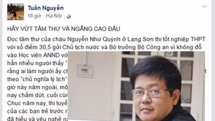 Bức thư gây bão mạng xã hội của Đại tá Công an gửi thí sinh viết "tâm thư" cho Chủ tịch nước