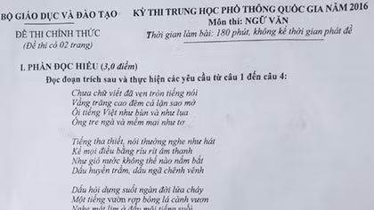 Đề thi và gợi ý môn Văn kỳ thi THPT quốc gia