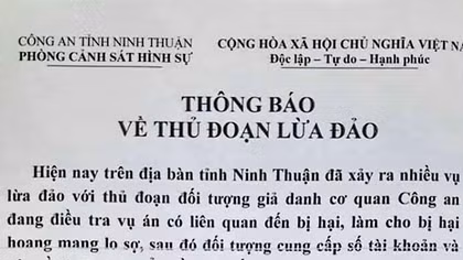 Cảnh báo thủ đoạn giả danh Công an lừa đảo