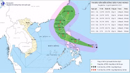 Bão Fung-Wong có thể đạt cấp siêu bão, ngày 10/11 vào Biển Đông