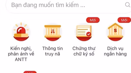 Tiện ích "Thông tin truy nã" trên VNeID