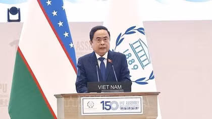 Chủ tịch Quốc hội Trần Thanh Mẫn phát biểu tại Phiên toàn thể cấp cao Đại hội đồng IPU-150